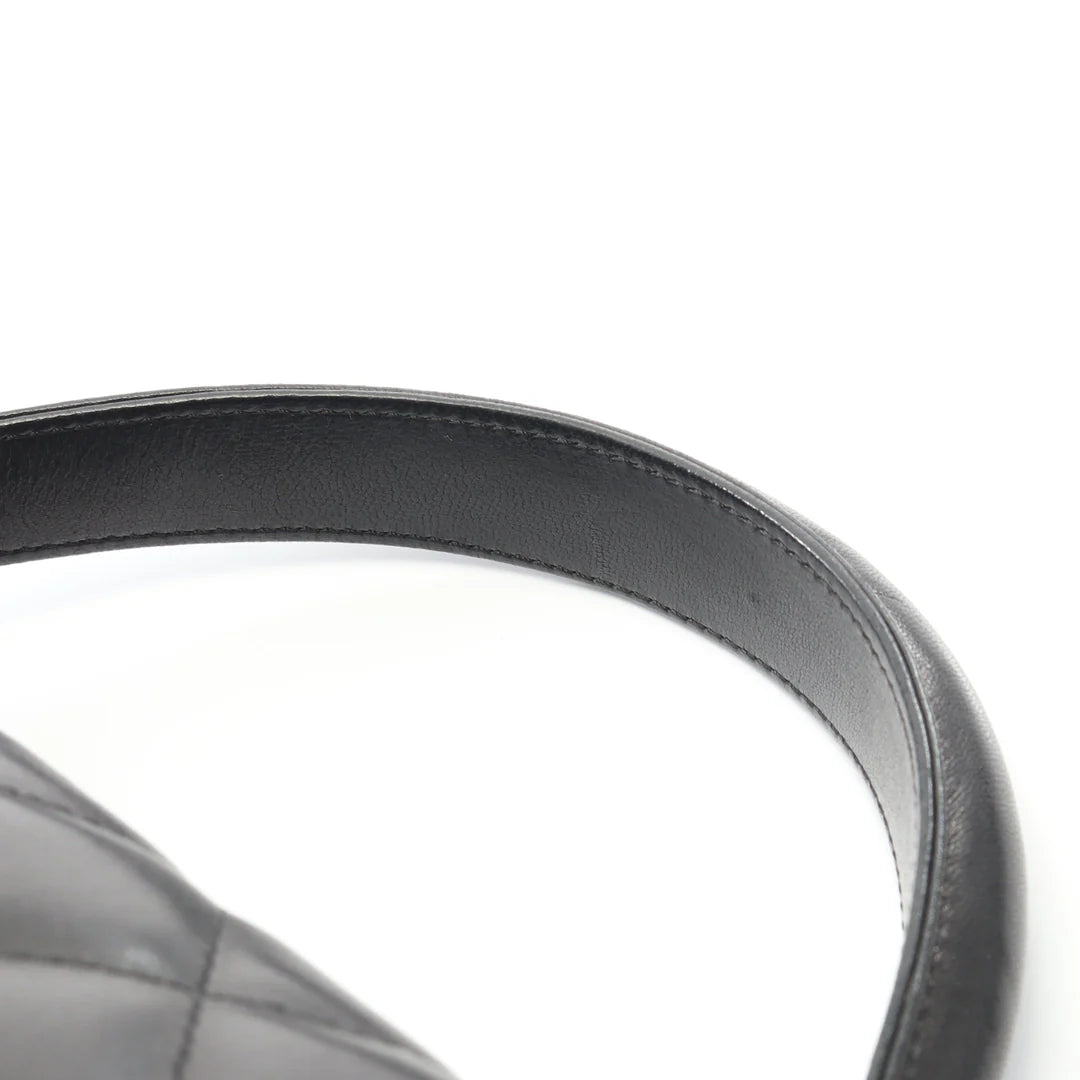 Chanel Matelasse Top Handle Bag Vintage Lambskin Black Silver Hardware