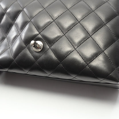 Chanel Matelasse Top Handle Bag Vintage Lambskin Black Silver Hardware