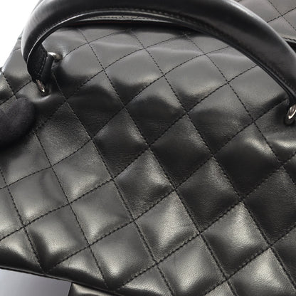 Chanel Matelasse Top Handle Bag Vintage Lambskin Black Silver Hardware
