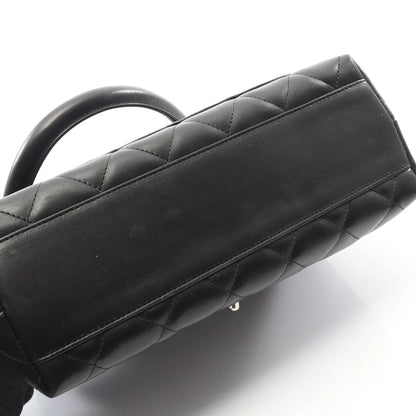 Chanel Matelasse Top Handle Bag Vintage Lambskin Black Silver Hardware