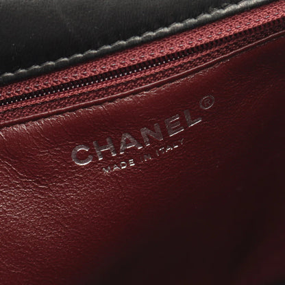 Chanel Matelasse Top Handle Bag Vintage Lambskin Black Silver Hardware