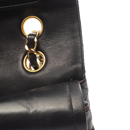 Chanel Classic Flap Bag Vintage Medium Lambskin Black Gold Hardware