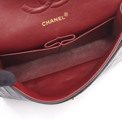 Chanel Classic Flap Bag Vintage Medium Lambskin Black Gold Hardware