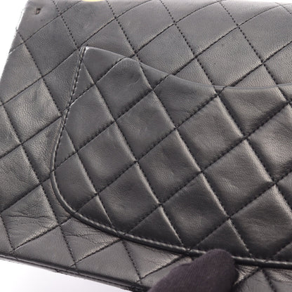 Chanel Classic Flap Bag Vintage Medium Lambskin Black Gold Hardware