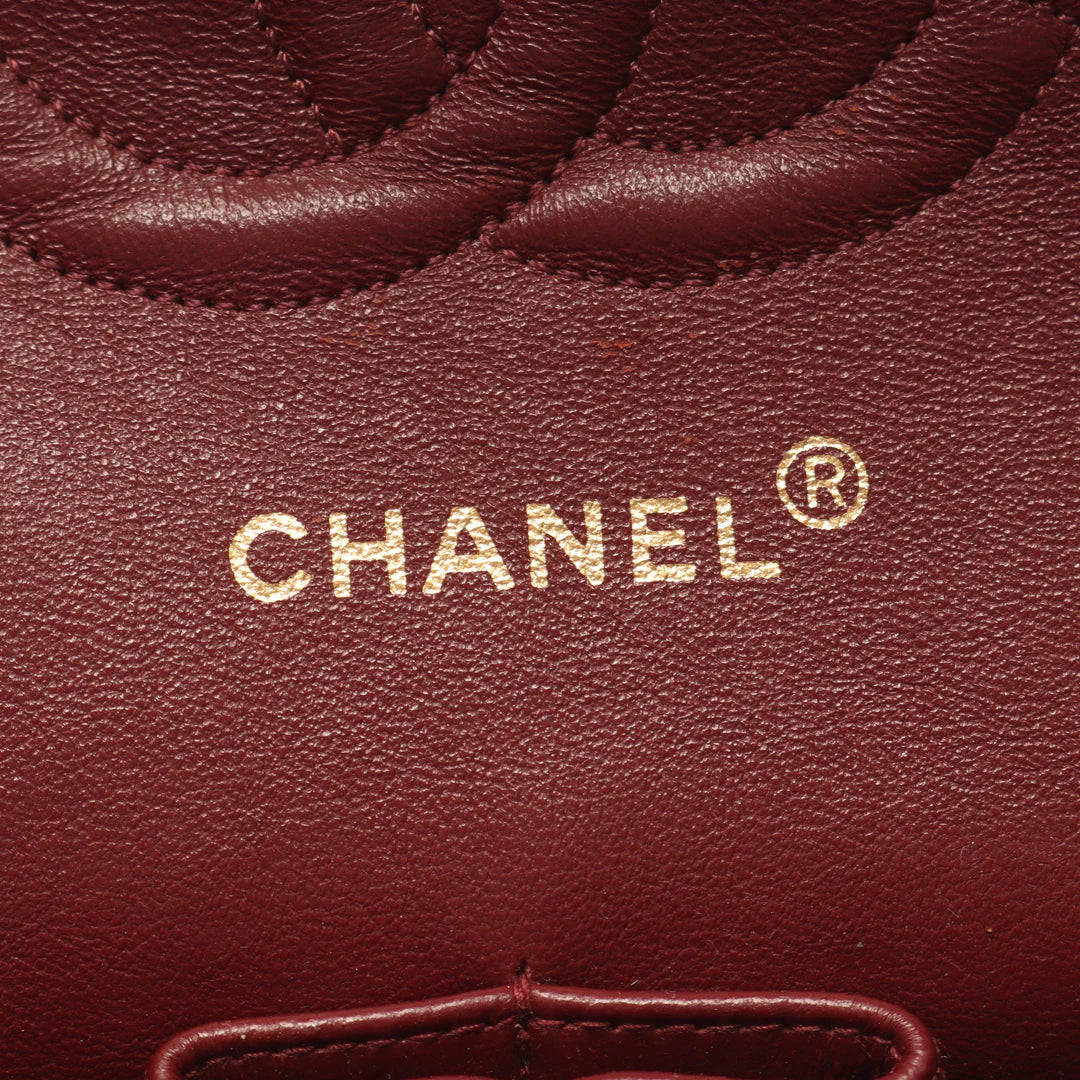 Chanel Classic Flap Bag Vintage Medium Lambskin Black Gold Hardware