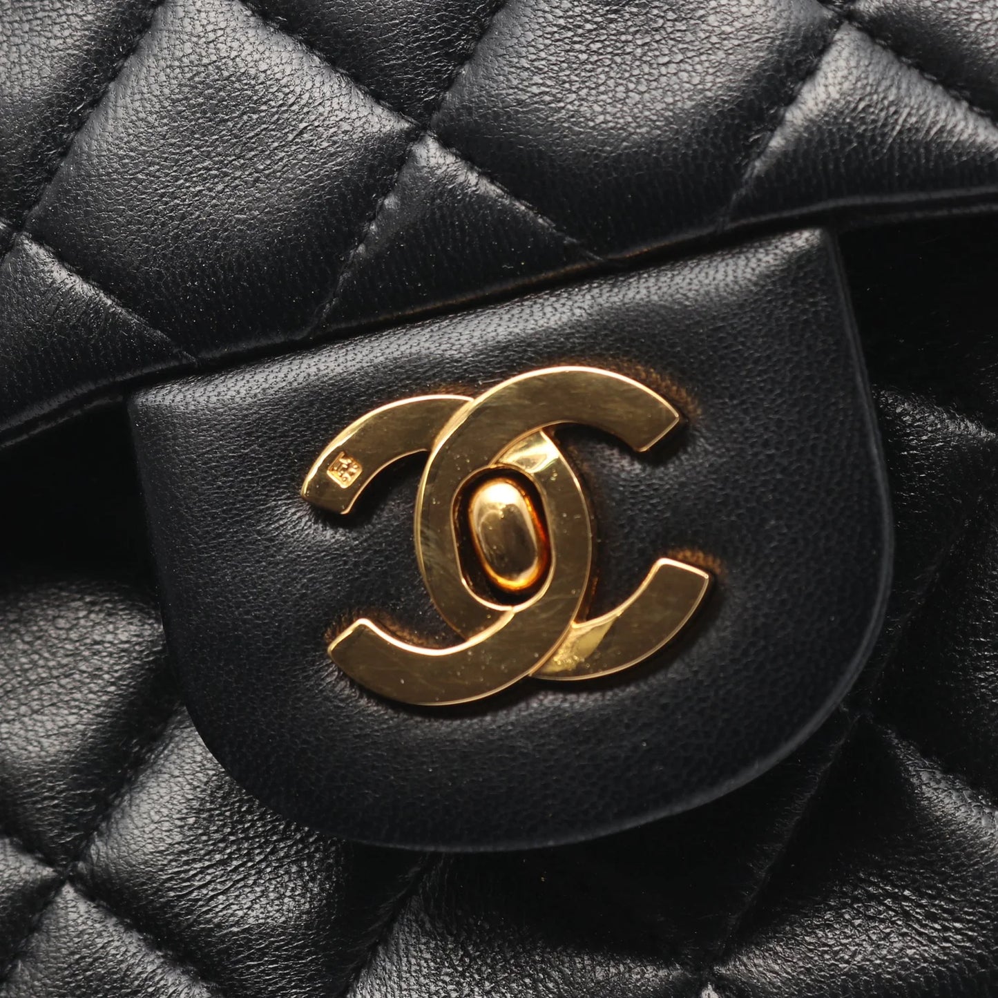 Chanel Classic Flap Bag Vintage Small Lambskin Black Gold Hardware