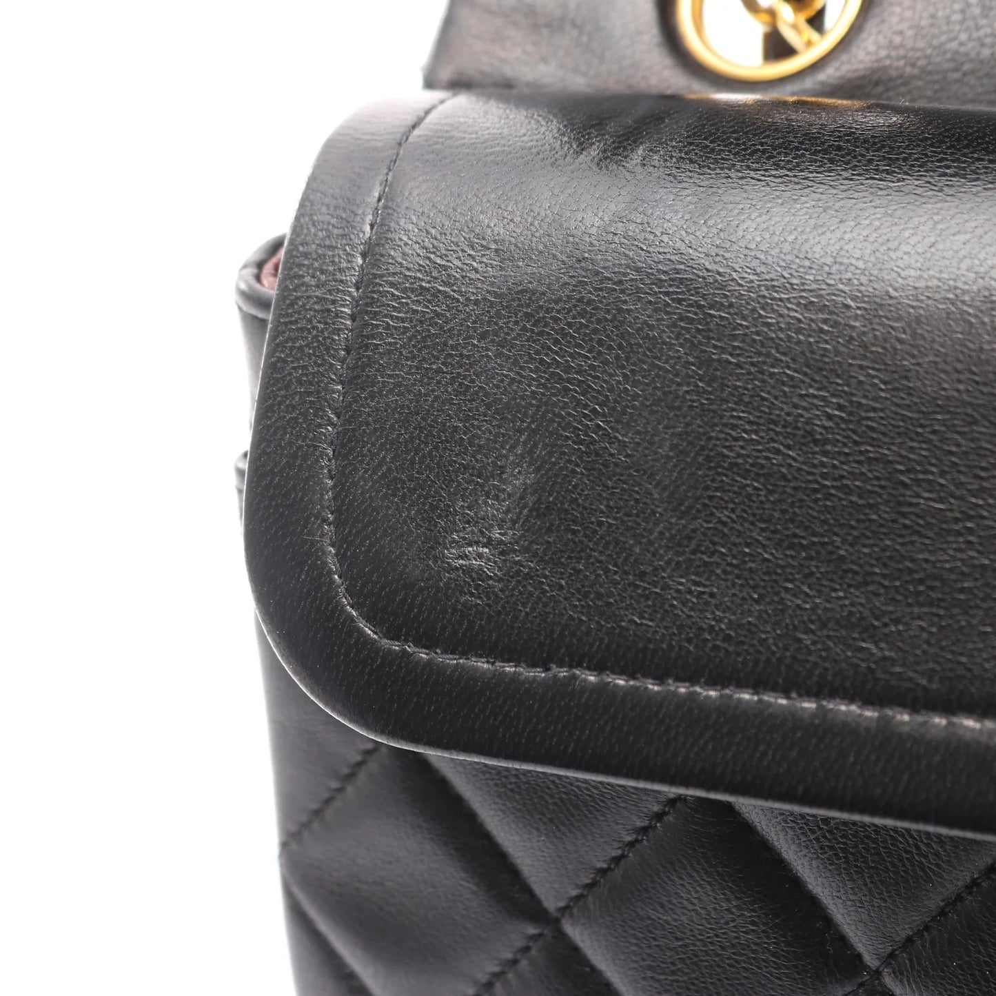 Chanel Classic Flap Bag Vintage Small Lambskin Black Gold Hardware