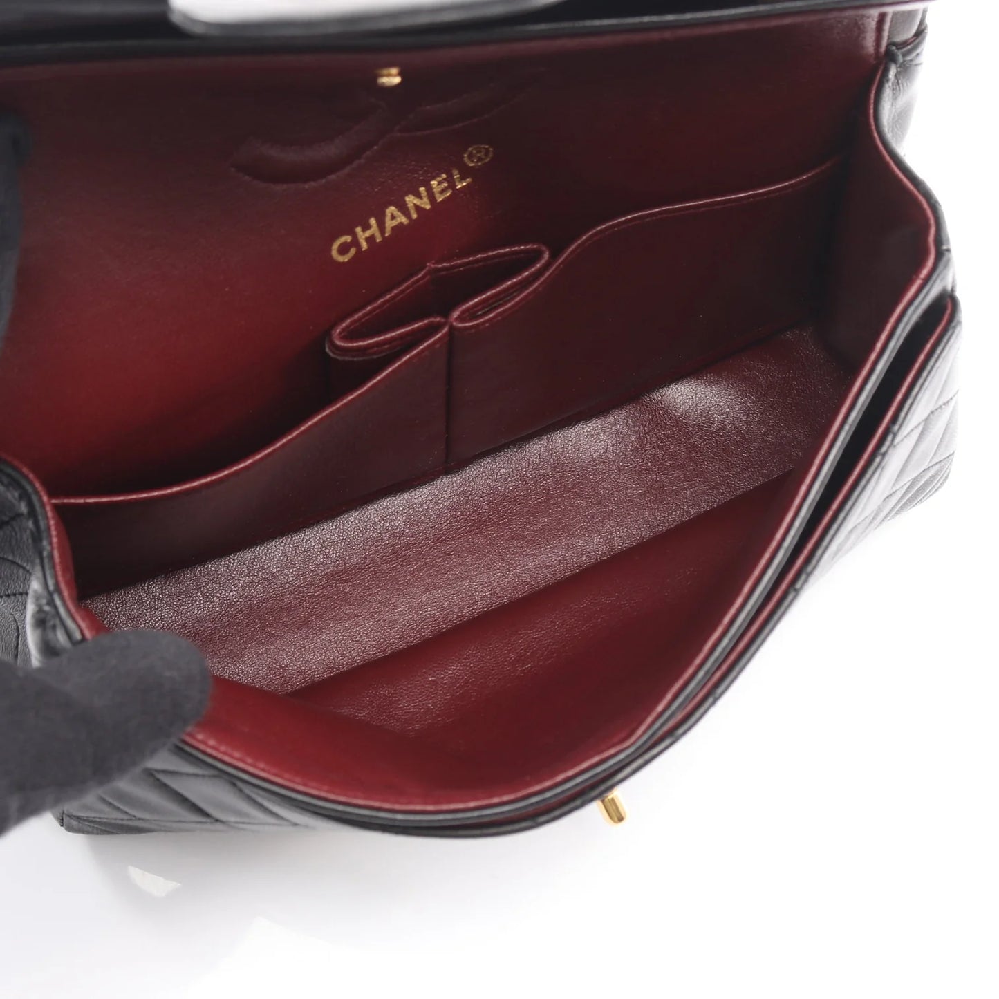 Chanel Classic Flap Bag Vintage Small Lambskin Black Gold Hardware