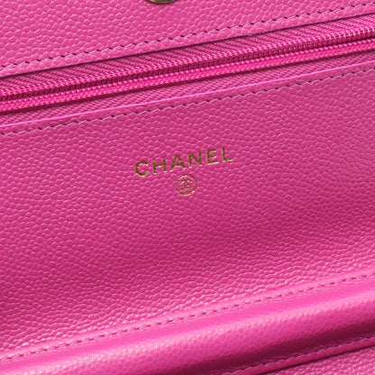 Chanel Wallet On Chain Vintage Bag Caviar Pink Purple Gold Hardware