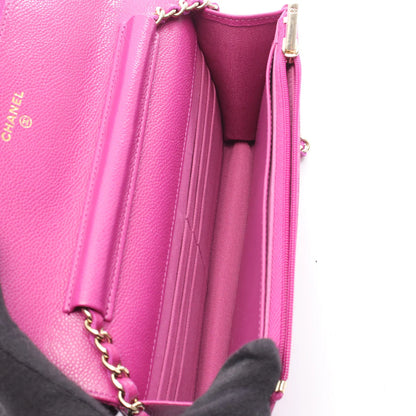 Chanel Wallet On Chain Vintage Bag Caviar Pink Purple Gold Hardware