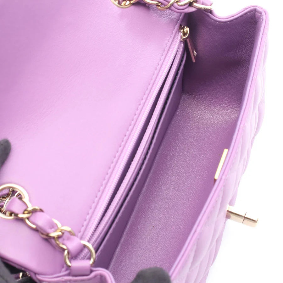 Chanel Matelasse Mini 20 Bag Vintage Purple Gold Hardware