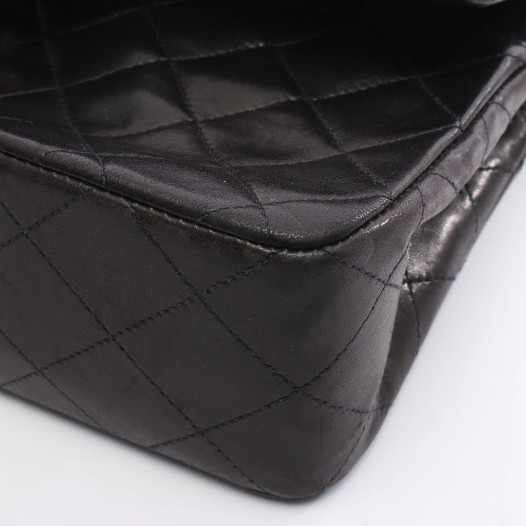 Chanel Classic Flap Bag Vintage Small Lambskin Black Gold Hardware