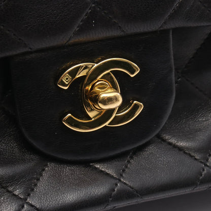 Chanel Classic Flap Bag Vintage Small Lambskin Black Gold Hardware