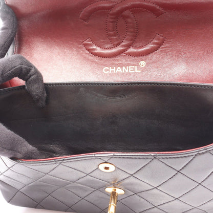 Chanel Classic Flap Bag Vintage Medium Lambskin Black Gold Hardware