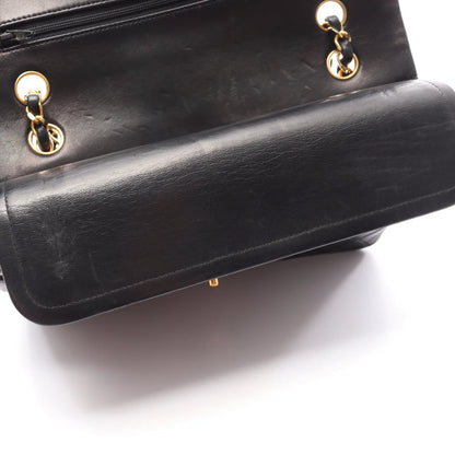 Chanel Classic Flap Bag Vintage Medium Lambskin Black Gold Hardware