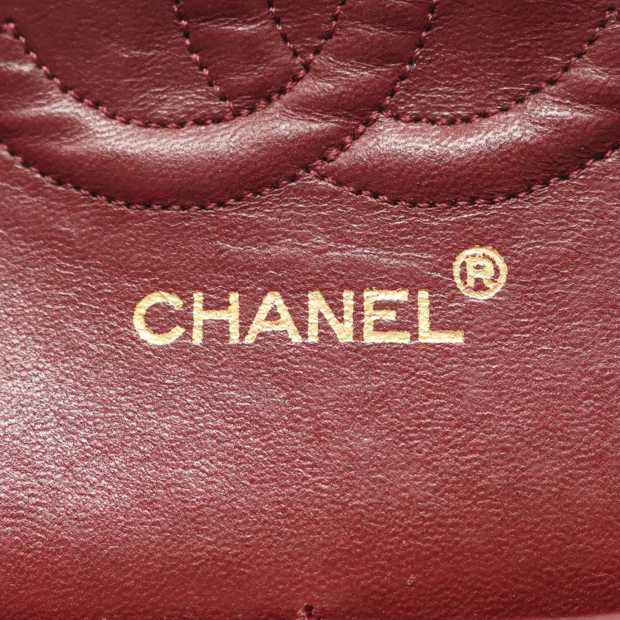 Chanel Classic Flap Bag Vintage Medium Lambskin Black Gold Hardware