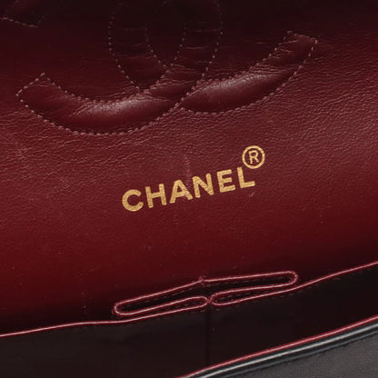 Chanel Classic Flap Bag Vintage Medium Lambskin Black Gold Hardware