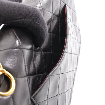 Chanel Classic Flap Bag Vintage Medium Lambskin Black Gold Hardware