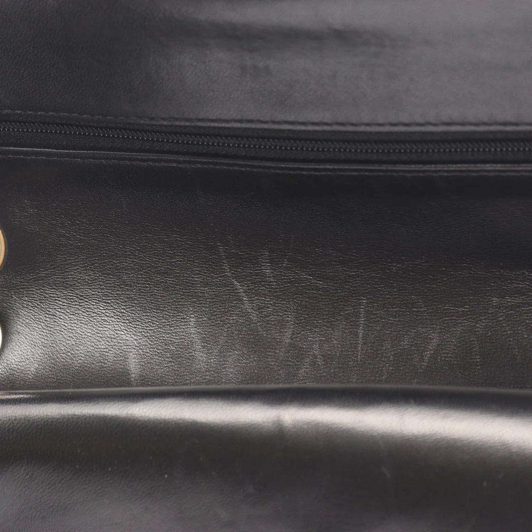 Chanel Classic Flap Bag Vintage Small Lambskin Black Gold Hardware