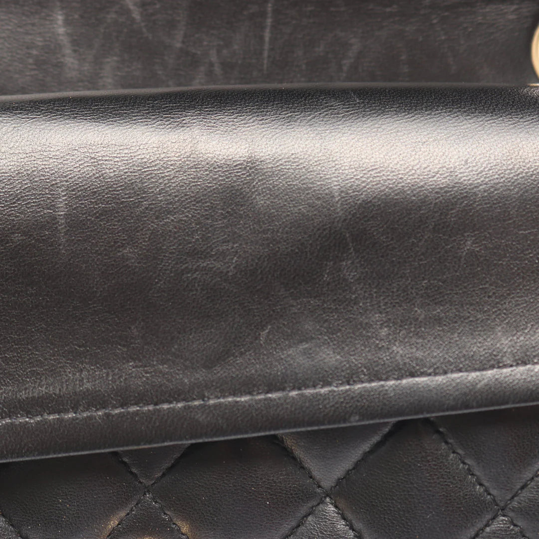 Chanel Classic Flap Bag Vintage Small Lambskin Black Gold Hardware