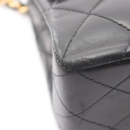 Chanel Classic Flap Bag Vintage Small Lambskin Black Gold Hardware