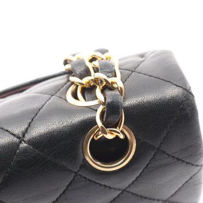 Chanel Classic Flap Bag Vintage Small Lambskin Black Gold Hardware