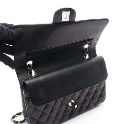 Chanel Classic Flap Bag Vintage Medium Lambskin Black Silver Hardware