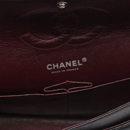 Chanel Classic flap Bag Vintage Medium Lambskin Black Silver Hardware