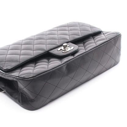 Chanel Classic flap Bag Vintage Medium Lambskin Black Silver Hardware