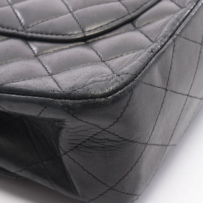 Chanel Classic flap Bag Vintage Medium Lambskin Black Silver Hardware