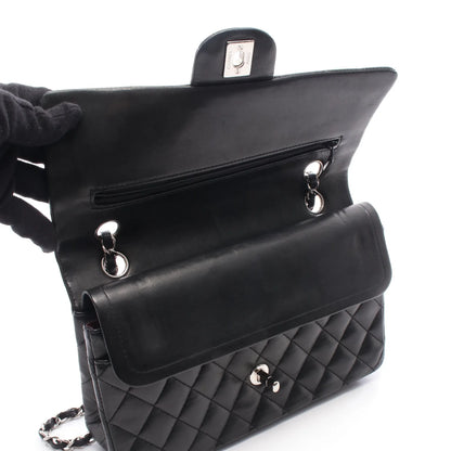 Chanel Classic flap Bag Vintage Medium Lambskin Black Silver Hardware