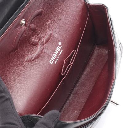 Chanel Classic flap Bag Vintage Medium Lambskin Black Silver Hardware