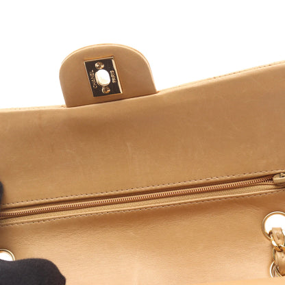 Chanel Classic Flap Bag Vintage Medium Lambskin Beige Gold Hardware