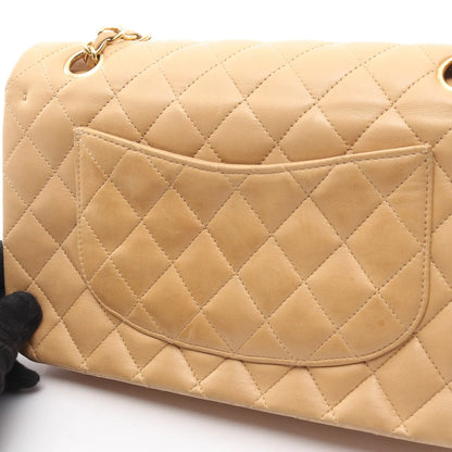 Chanel Classic Flap Bag Vintage Medium Lambskin Beige Gold Hardware