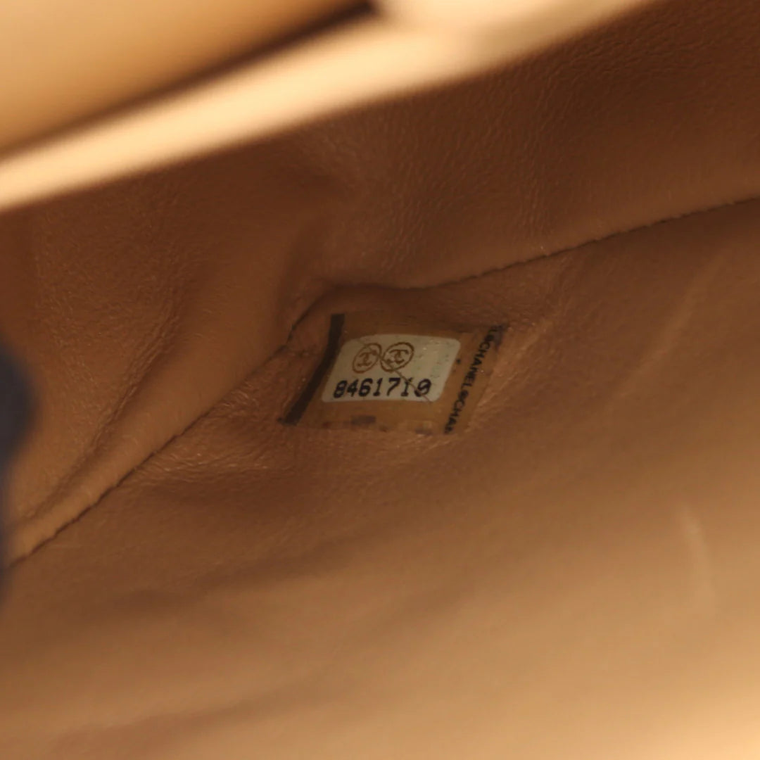 Chanel Classic Flap Bag Vintage Medium Lambskin Beige Gold Hardware