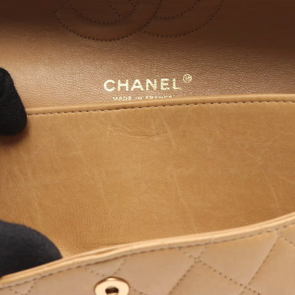 Chanel Classic Flap Bag Vintage Medium Lambskin Beige Gold Hardware