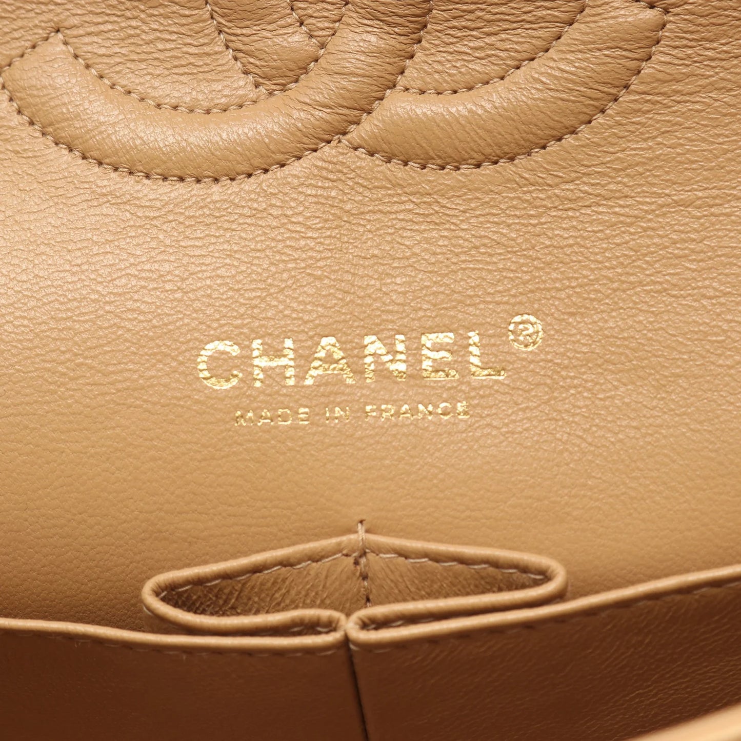 Chanel Classic Flap Bag Vintage Medium Lambskin Beige Gold Hardware