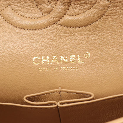 Chanel Classic Flap Bag Vintage Medium Lambskin Beige Gold Hardware