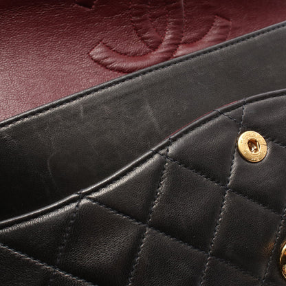 Chanel Classic Flap Bag Vintage Medium Lambskin Black Gold Hardware