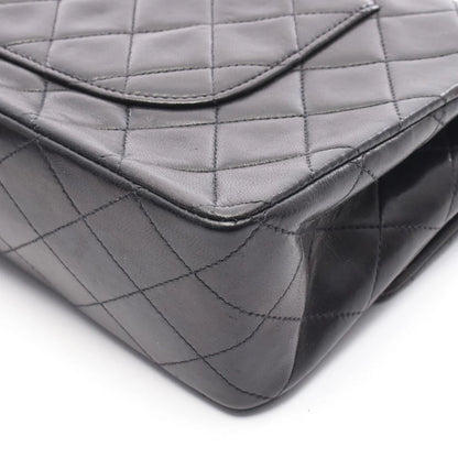 Chanel Classic Flap Bag Vintage Medium Lambskin Black Gold Hardware