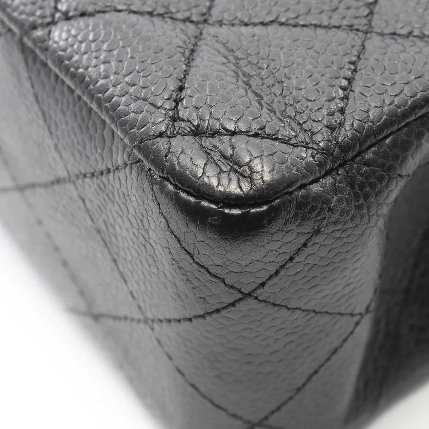 Chanel Classic Flap Bag Vintage Medium Caviar Black Silver Hardware