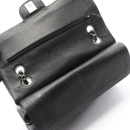 Chanel Classic Flap Bag Vintage Medium Caviar Black Silver Hardware