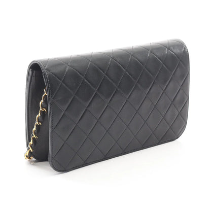 Chanel Full Flap Shoulder Bag Vintage Lambskin Black Gold Hardware