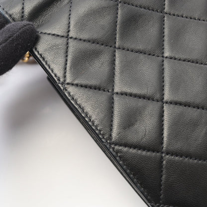 Chanel Full Flap Shoulder Bag Vintage Lambskin Black Gold Hardware