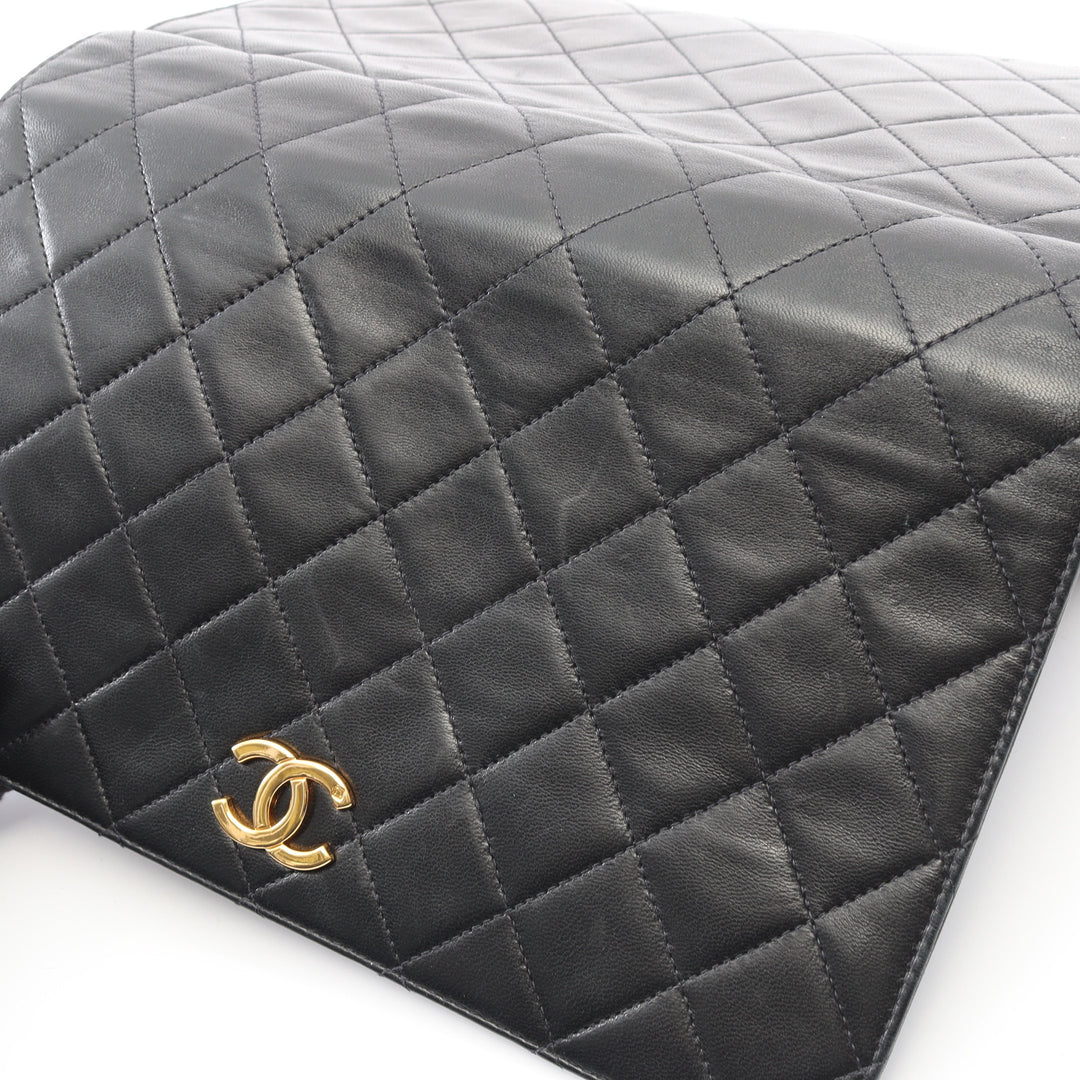 Chanel Full Flap Shoulder Bag Vintage Lambskin Black Gold Hardware