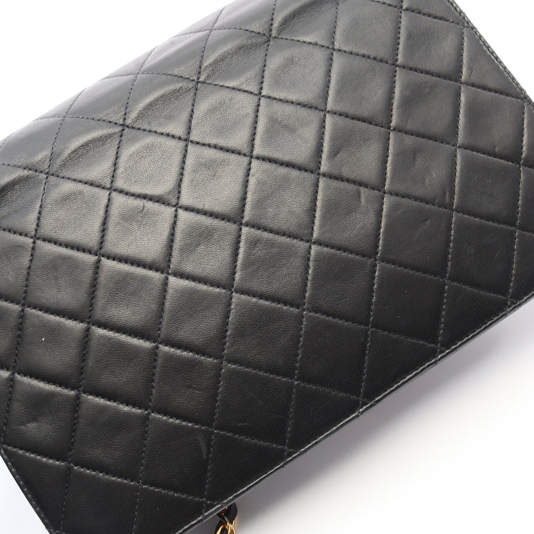 Chanel Full Flap Shoulder Bag Vintage Lambskin Black Gold Hardware