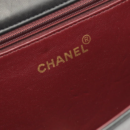 Chanel Full Flap Shoulder Bag Vintage Lambskin Black Gold Hardware