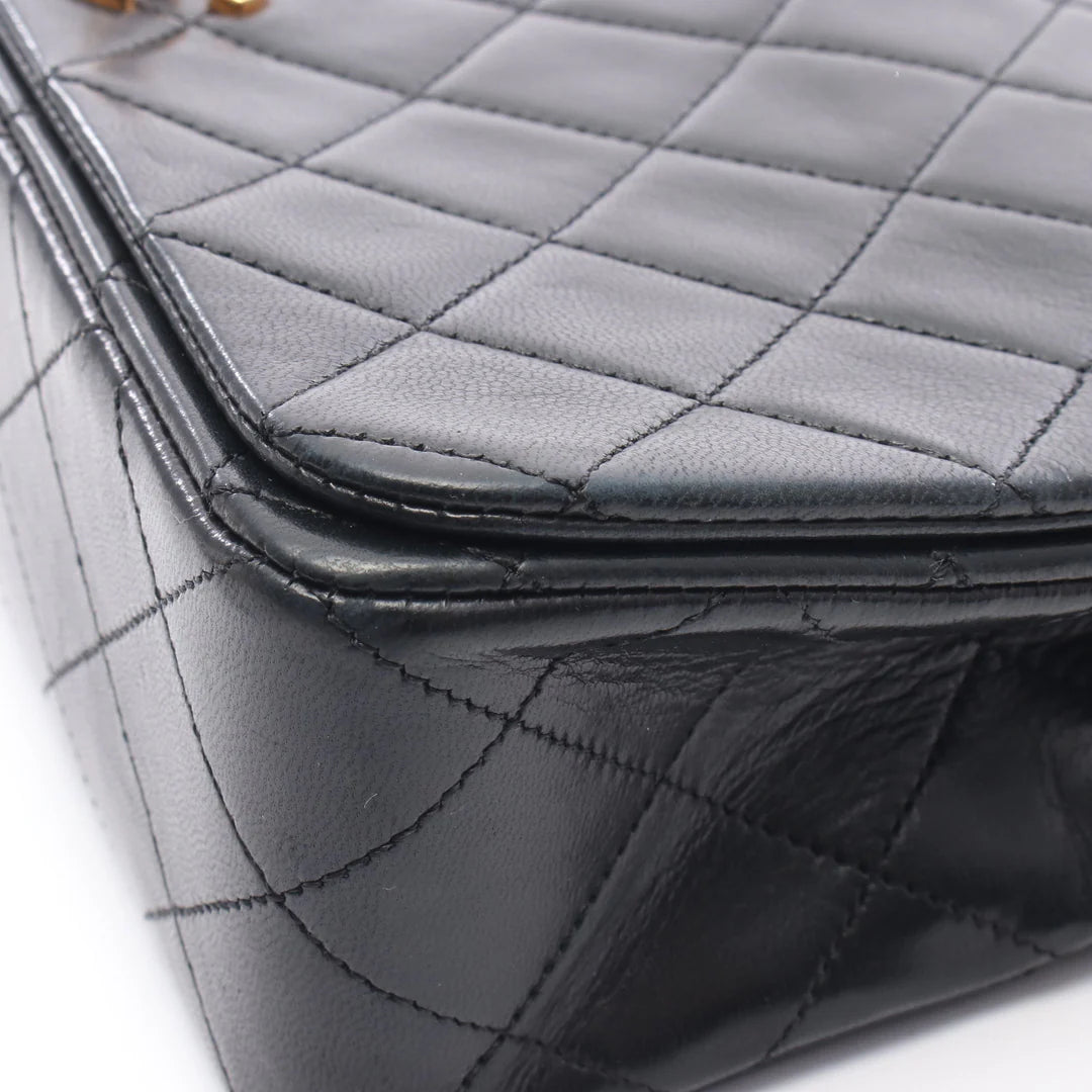 Chanel Full Flap Bag Vintage Lambskin Black Gold Hardware