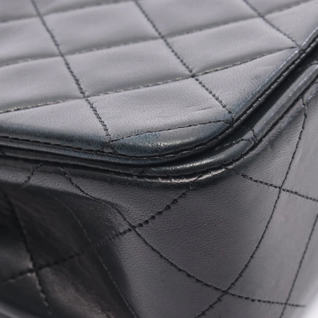 Chanel Full Flap Bag Vintage Lambskin Black Gold Hardware