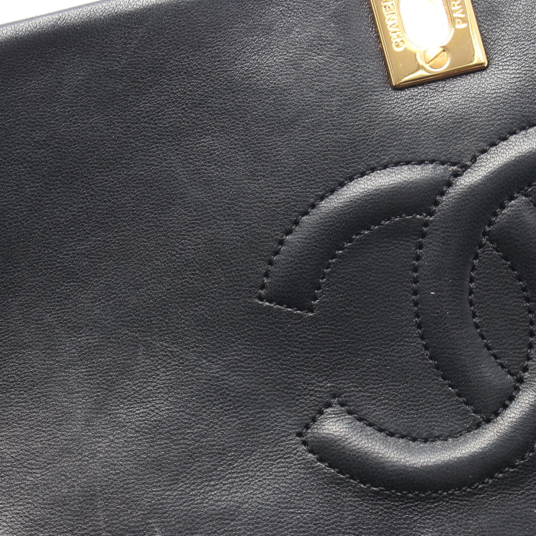 Chanel Full Flap Bag Vintage Lambskin Black Gold Hardware
